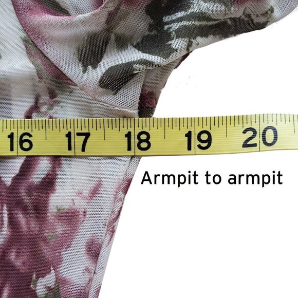 Y2K Mesh Fairygrunge Abstract Floral Camouflage Long sleeve Top M - Picture 13 of 16